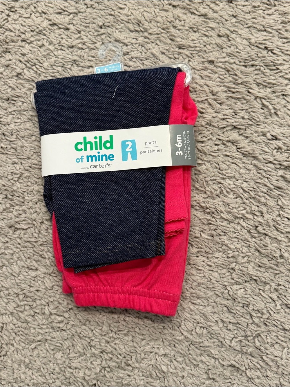 Carter's Child of Mine Navy & Bright Pink Baby Pants Set